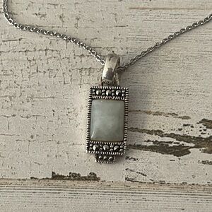 Petite Silver Marcasite Pendant Necklace.